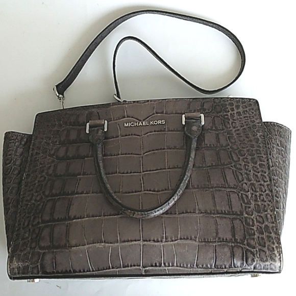 Michael Kors Large Selma Croc Embossed Satchel with wall… - Picture 3 of 16